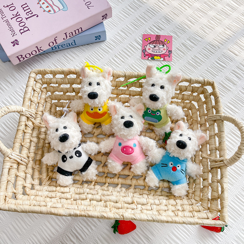 Ins viento lindo colgante de dibujos animados West Highland cachorro muñeco de peluche tendencia mochila muñeca llavero