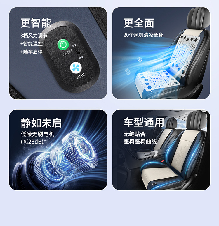 Car Air-Conditioned Massage Seat Cushion 12V Car Ice Silk Summer 24V Truck Fan Cooling Pad Ventilation Air-Conditioned Seat Cushion