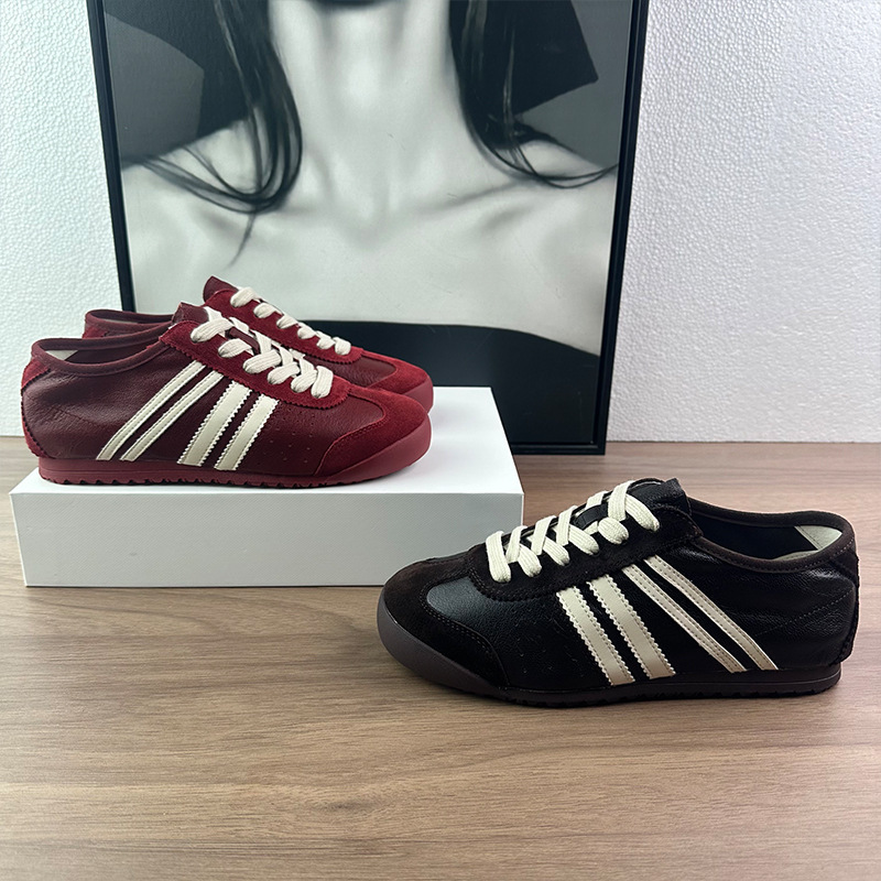 Korean-style top-layer sheepskin soft-soled high-quality German training shoes for women, 2026 autumn new model, comfortable, lightweight, casual sports shoes