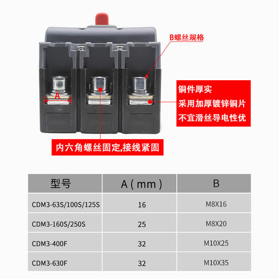 Delixi 100A Air Switch Molded Case Circuit Breaker 4P3P Three-phase Switch Empty 380V Three-phase Four-wire 250A