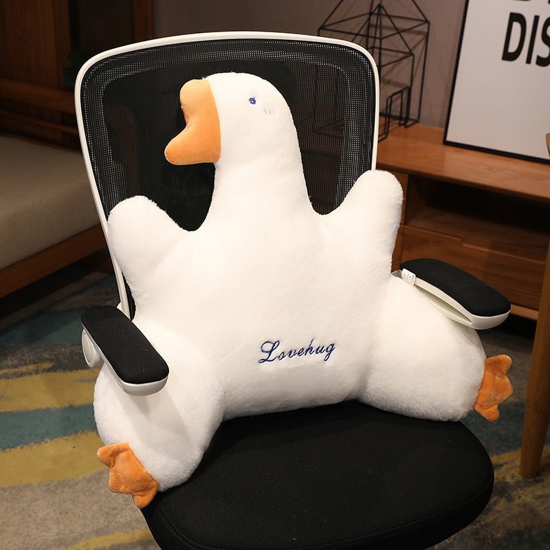 Big White Goose Lumbar Support Cushion for Long Sitting, Cartoon Office Chair Cushion, Lumbar Backrest, Lumbar Sofa for Pregnant Women