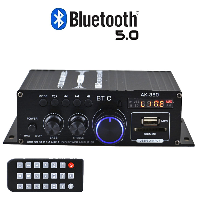 Ak380 Bluetooth Car Audio Home 12V High Power Car Power Amplifier Mini Small Power Amplifier