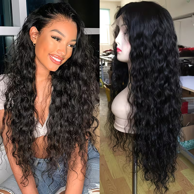 Cross-border lace front wig for women, middle-parted corn-curly long wavy hair with loose curls, full headpiece Cross-border lace front wig for women, middle-parted corn-curly long wavy hair with loose curls, full headpiece