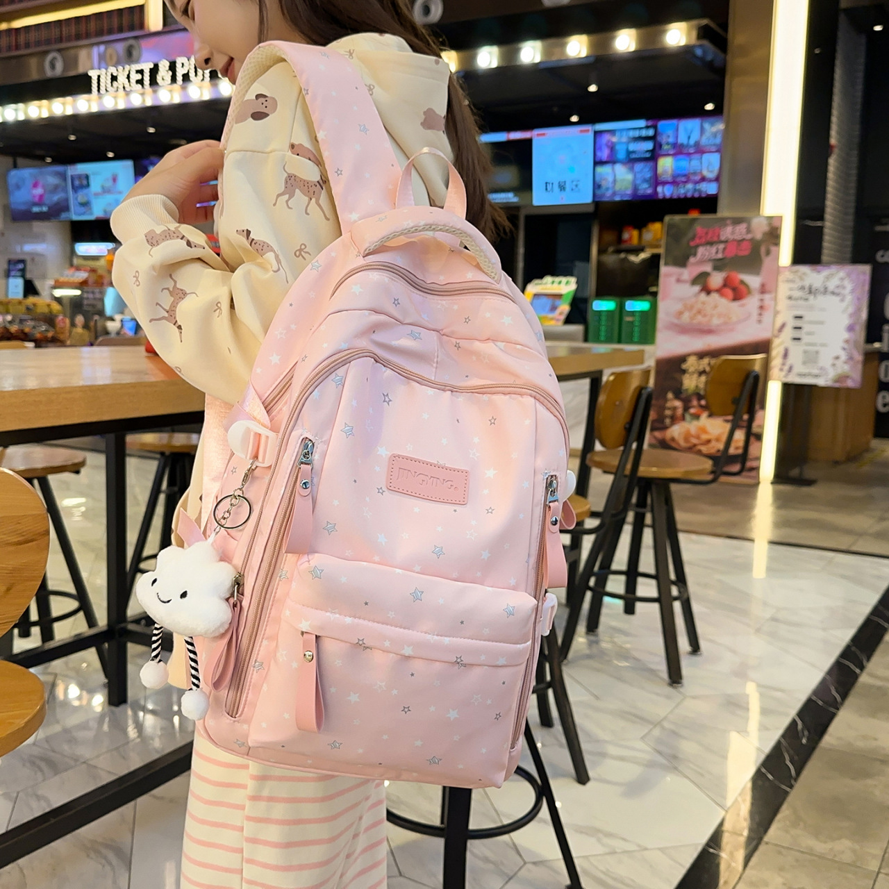 跨境双肩书包日系ins风百搭双肩背包女休闲时尚大容量女士单肩包