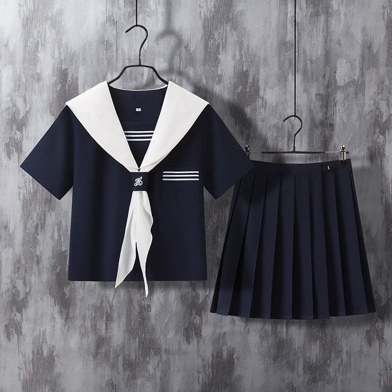 Long-sleeve, genuine base student pleated skirt, set, (Physicals)