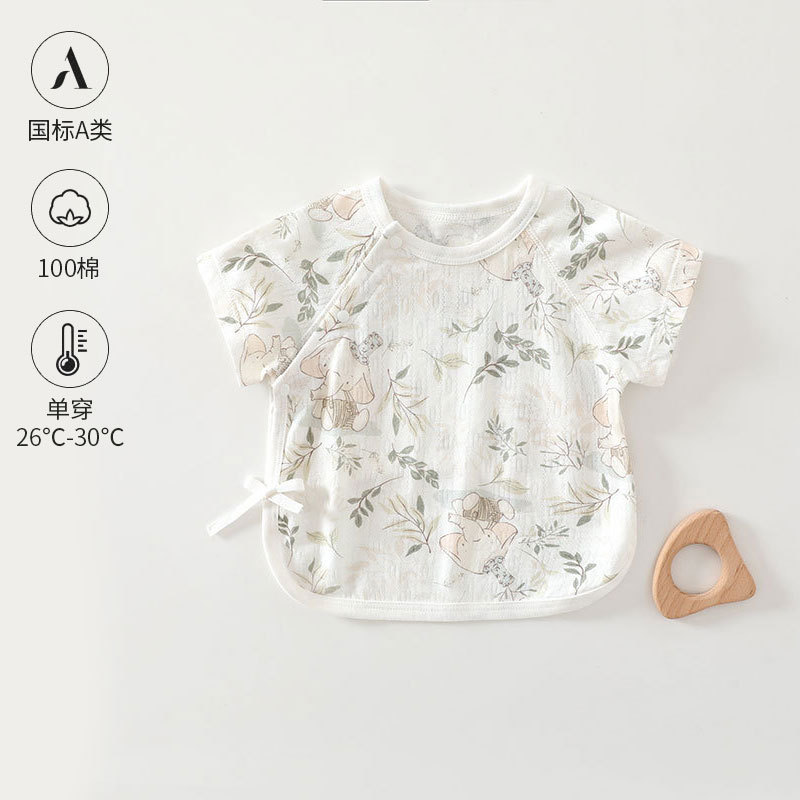 Newborn Baby Half-Back Shirt, Summer Thin Style, Seamless Pure Cotton Bamboo Fiber Baby Top, Monk-Style Clothing, Air-Conditioning Wear Newborn Baby Half-Back Shirt, Summer Thin Style, Seamless Pure Cotton Bamboo Fiber Baby Top, Monk-Style Clothing, Air-Conditioning Wear