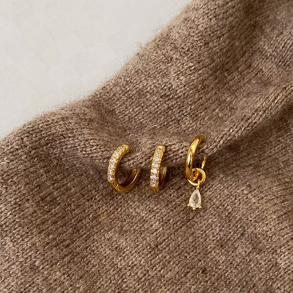 jennie same style earrings zircon drop earrings suit women's advanced niche personality simple all-match temperament earrings