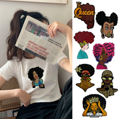 刺繍の美人の図案の布は爆発の頭の個性の人物の装飾を貼って服装のガードルのオーバーの包みの破損を貼って補修します。