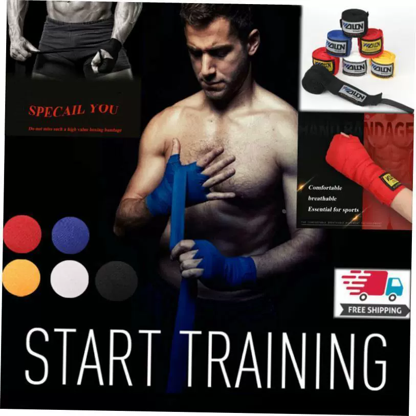 Боксерские бинты из хлопчатобумажной ленты для саньда, муай-тай и ММА