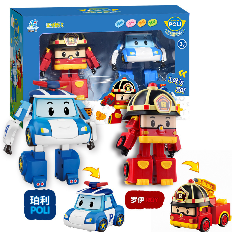 Large Perly POLI Transformed Police Car Robot Kids Boy Toy Set Haili Roy Ambalperi