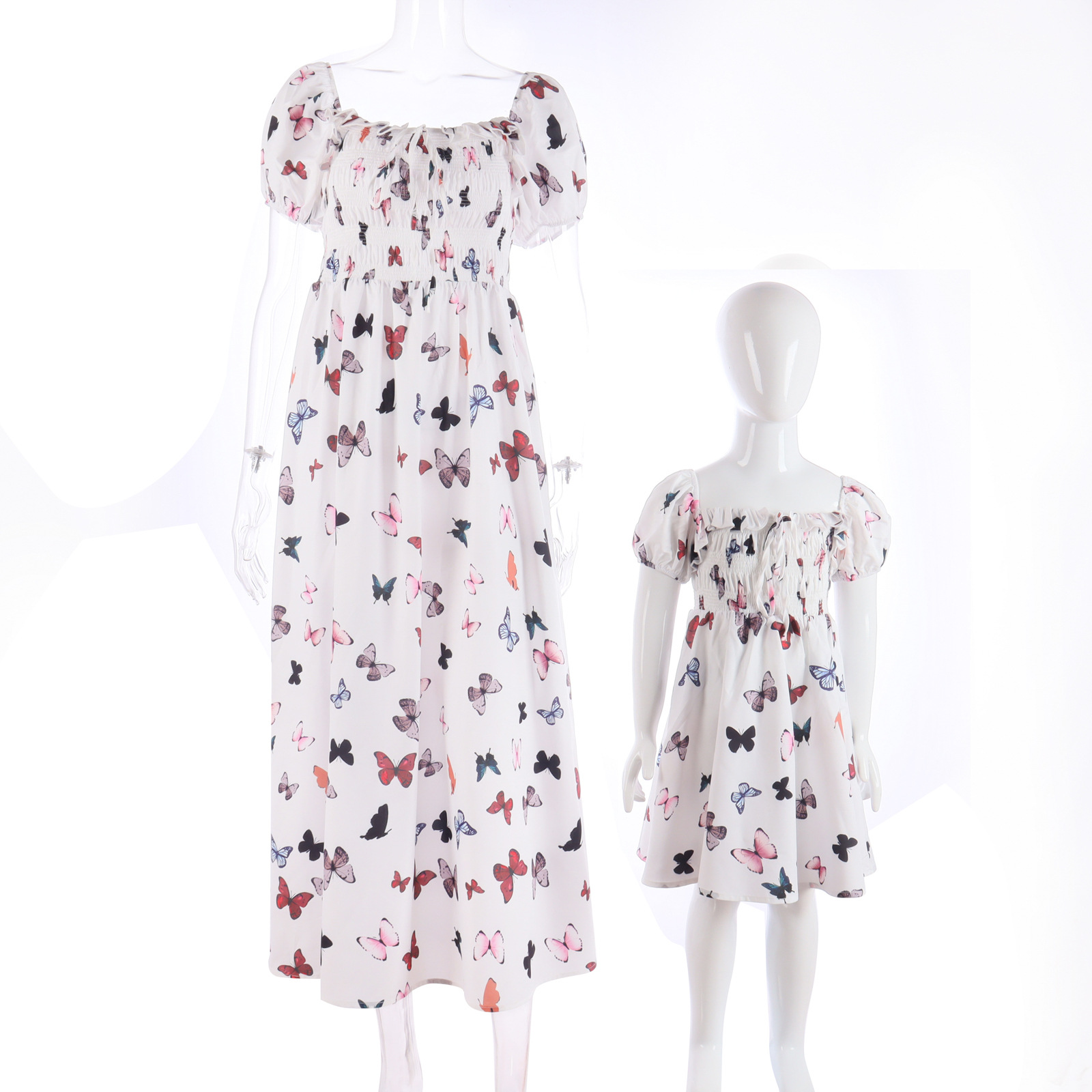 Princess Butterfly Polyester Chiffon Printing Midi Dress Family Matching Outfits display picture 5