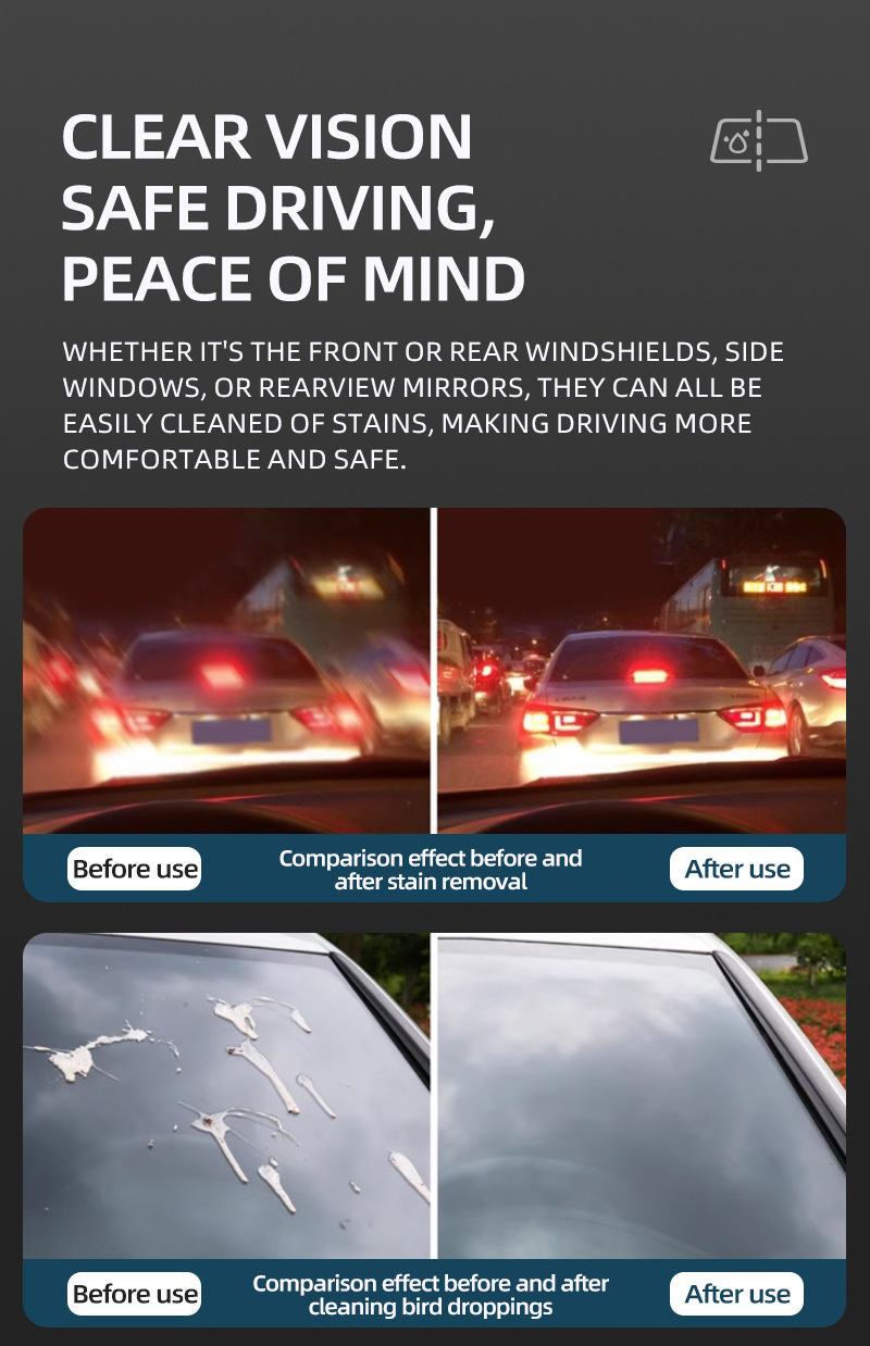 Debedi Car Glass Degreasing Film Sponge Magic Wipe Comes with Detergent Powerful Decontamination Glass Cleaning Artifact