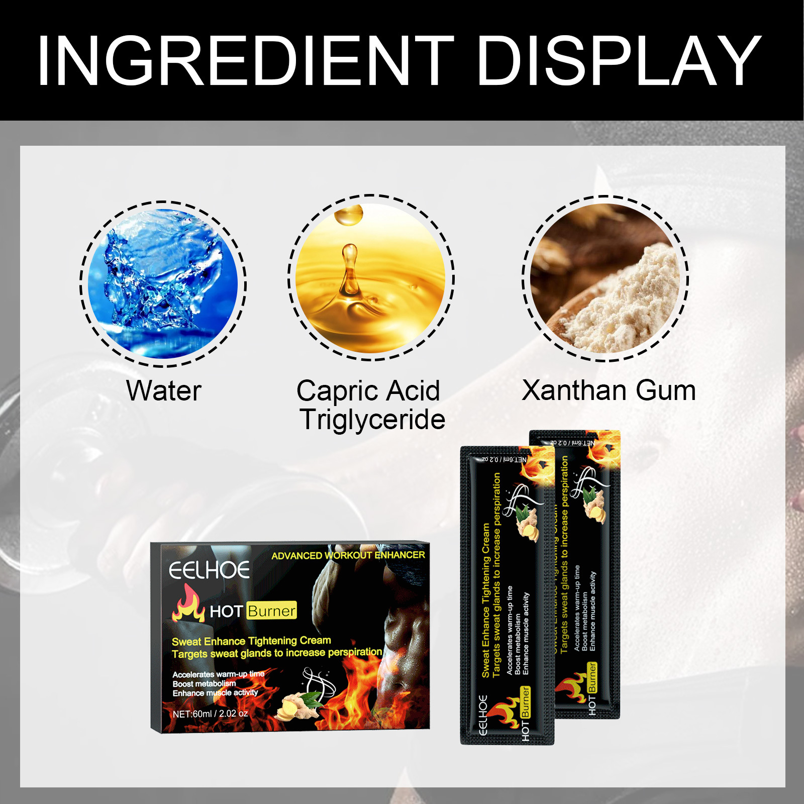 Crema reafirmante EELHOE Fitness Fortalecimiento de músculos abdominales y pectorales Moldeador_voghion.com