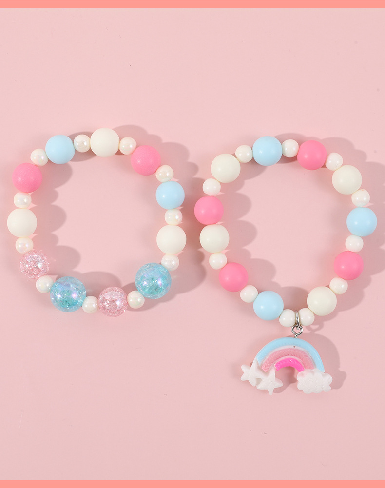 Fashion Rainbow Mermaid Snowflake Resin Beaded Girlu0027S Necklace 1 Piece