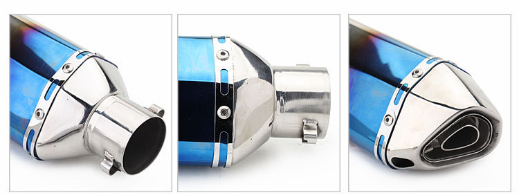 Motorcycle modified exhaust pipe sports car Kawasaki full imitation small hexagonal exhaust Scorpio stainless steel double half blue small hexagonal