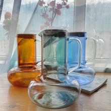 冷水壶ins风家用北欧轻奢色料高硼硅耐热玻璃壶球形大容量凉水壶