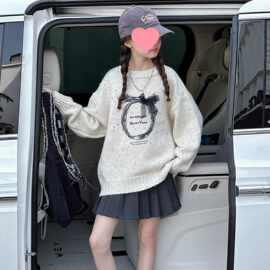 女童甜美毛衣冬装新款洋气儿童冬季加厚套头针织衫打底毛线上衣潮