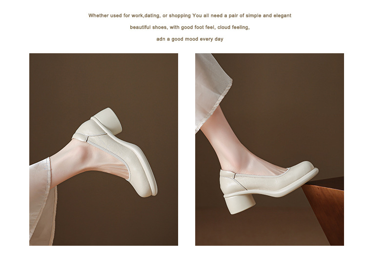 Giày cao gót nữ đế dày platform miệng nông gót vuông 8 cm — nâu chi tiết 9