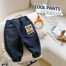 儿童加绒牛仔裤2025秋冬新款冬季儿童一体绒裤子宝宝加厚保暖长裤