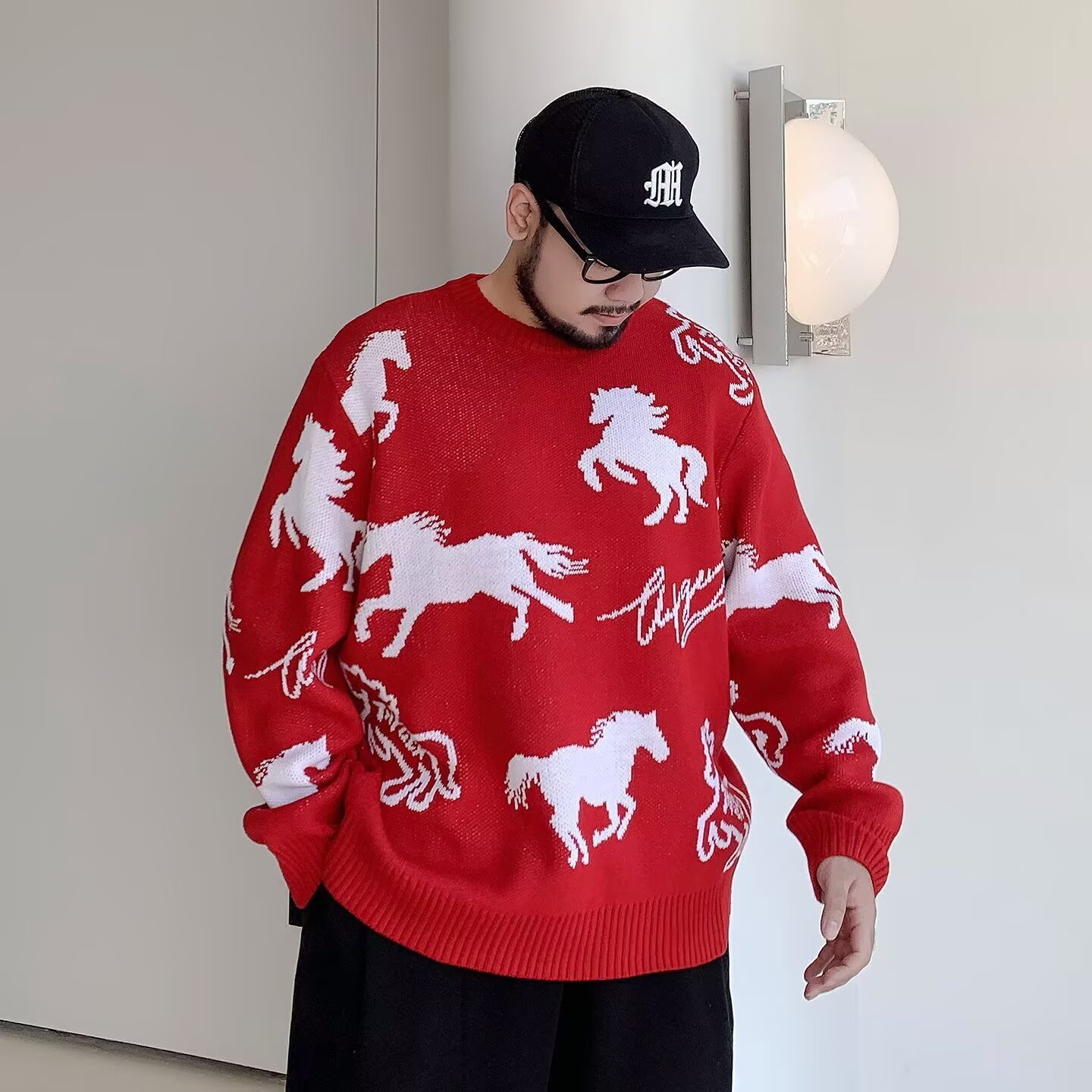 Año Nuevo del Caballo, camisetas de punto, suéteres para hombres y mujeres, 2025 nuevos suéteres de alto nivel de otoño y invierno, fábrica transfronteriza al por mayor