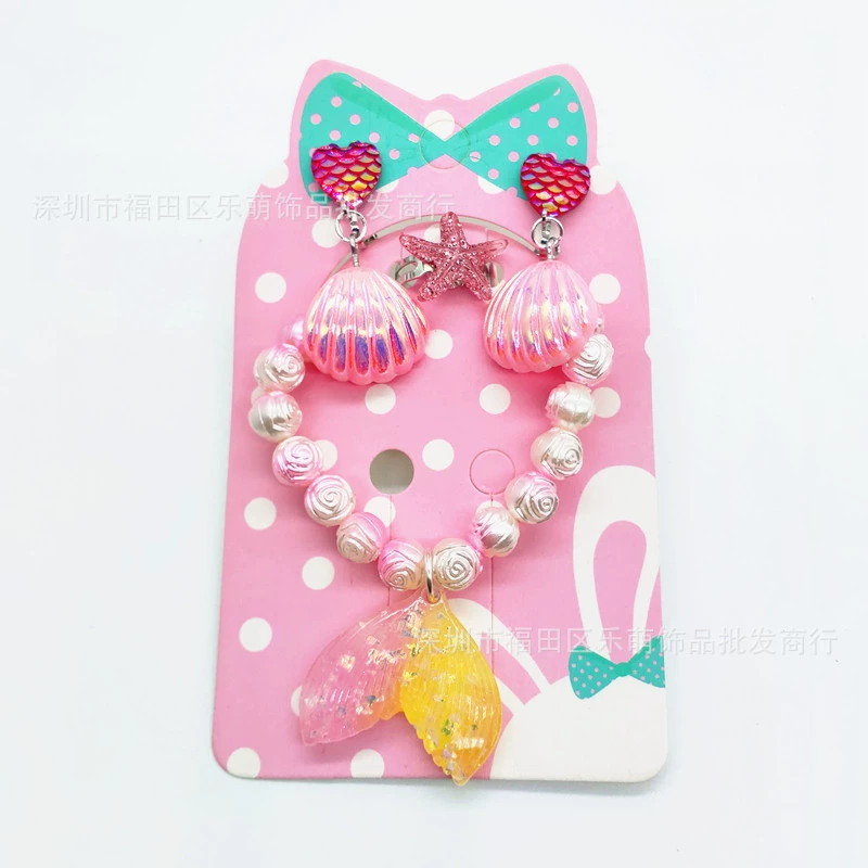 Bracelet, ear clips, ring, set for princess, accessory, wholesale, 3-6-8 years
