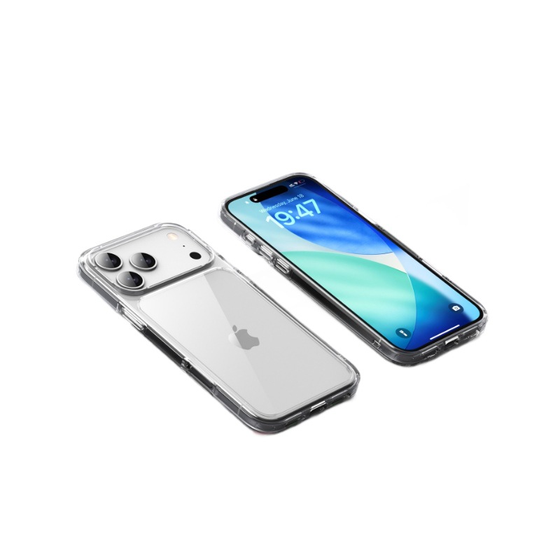 Aplicable a Apple 17promax caso de teléfono móvil transparente nuevo 17pro caso de protección agujero grande alta permeabilidad a prueba de caídas 17air caso