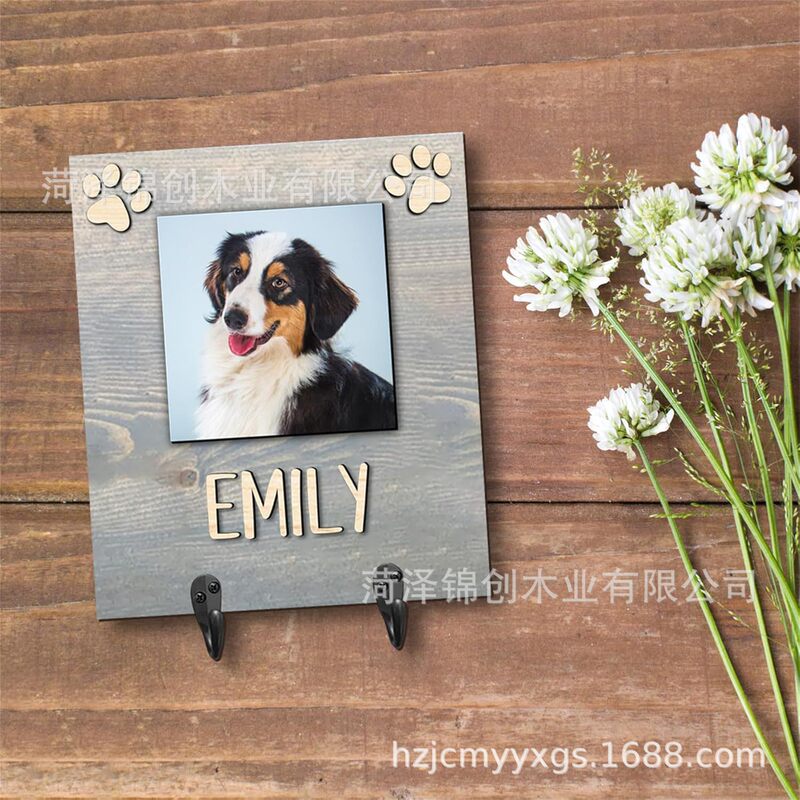 Cross-Border Hot Selling Personalized Paw Print Wooden Photo Frame Pet Commemorative Belt Hanger Wall-Mounted Belt Rack Key Rack Cross-Border Hot Selling Personalized Paw Print Wooden Photo Frame Pet Commemorative Belt Hanger Wall-Mounted Belt Rack Key Rack