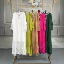 大码女装200斤三宅褶皱连衣裙高级感百褶花边长裙夏欧美跨境批发