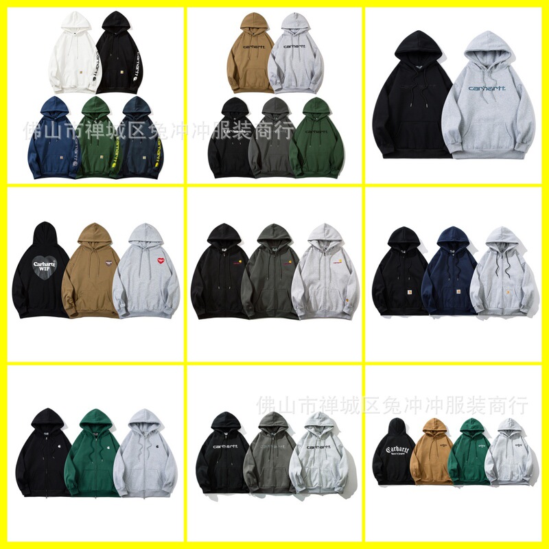 European and American Trendy Brand Original Label Cross-Border Foreign Trade Carh Classic Letter Embroidery Unisex Loose Fleece Hoodie