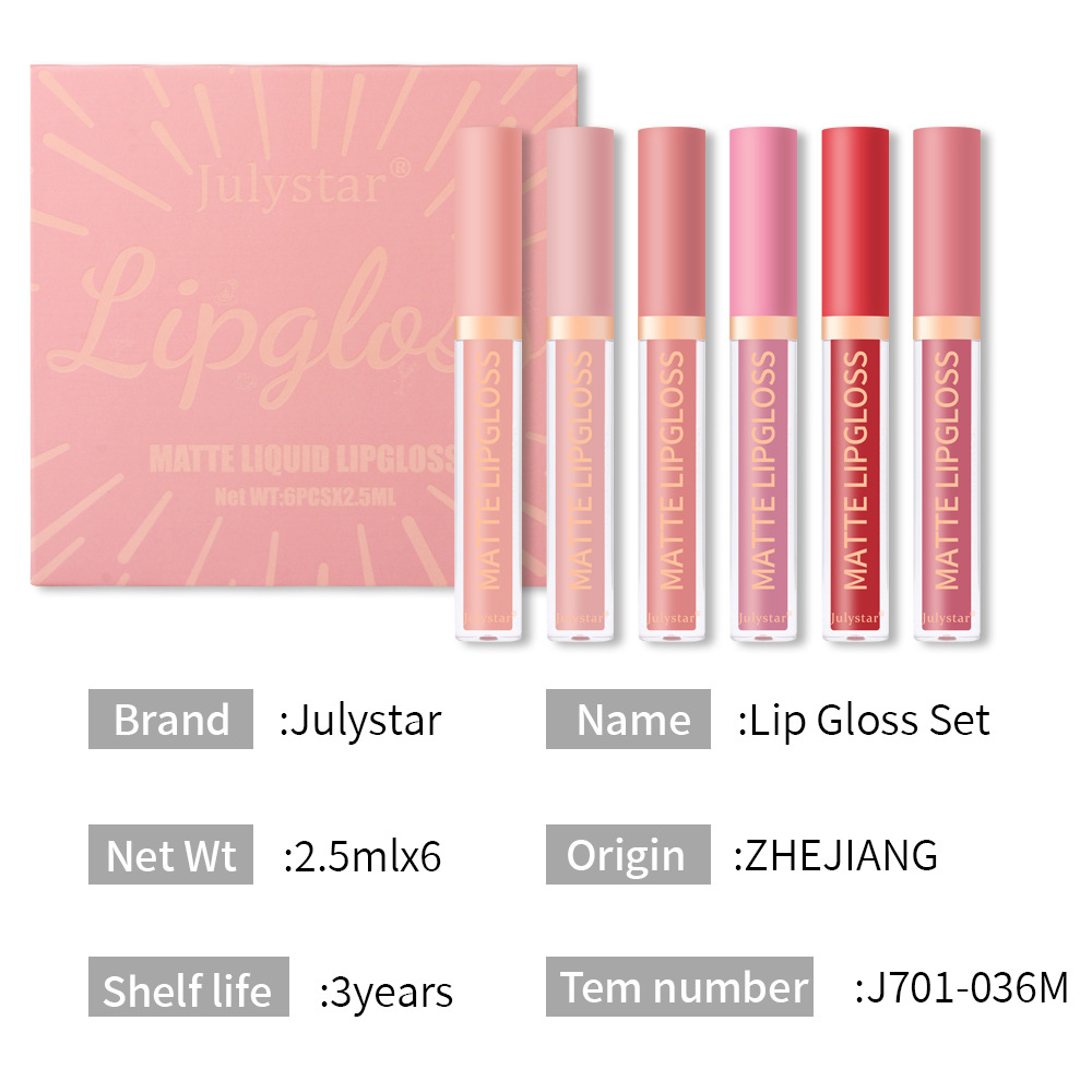 Amazon Foreign Trade Natural Long-lasting non-stick cup lip glaze set Box Velvet matte matte non-fading Lipstick set Item Picture
