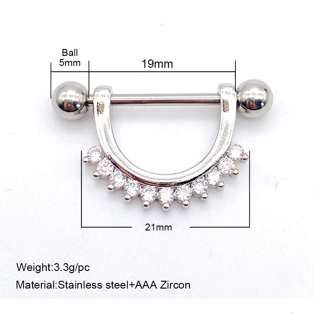 Fashion Leaf Star Wings Stainless Steel Inlaid Zircon Nipple Ring 1 Piece display picture 6