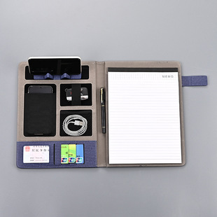 A4 multi-functional business folder leather sales folder contract folder pad with card position manager folder customization