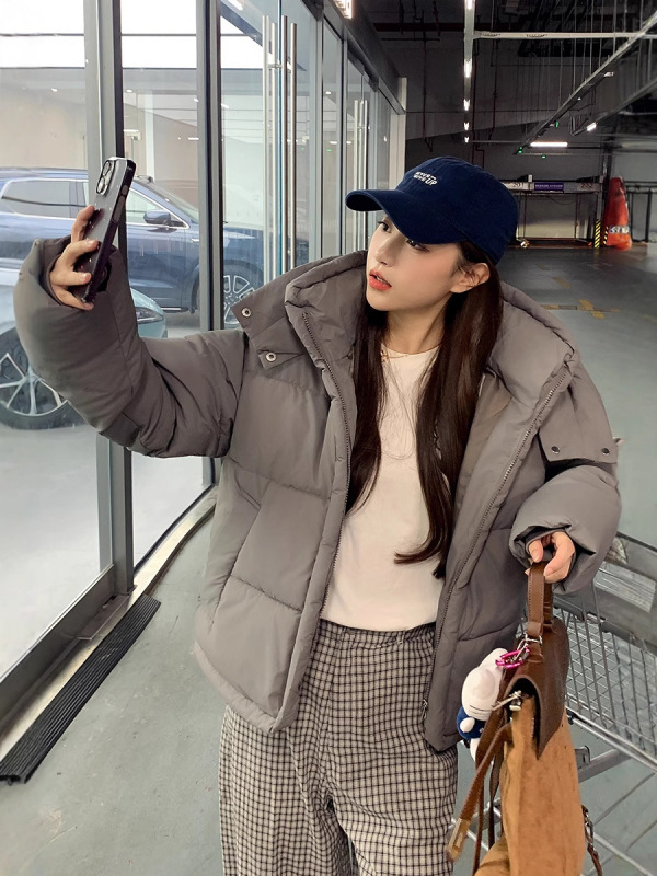 韩版宽松立领连帽2025年新款女冬季高级感加厚保暖面包服棉服|undefined