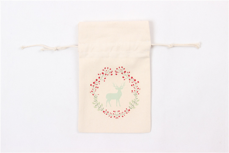 A245 logo printed canvas storage bag with drawstring closure, gift pocket, portable for Christmas packaging gifts undefined