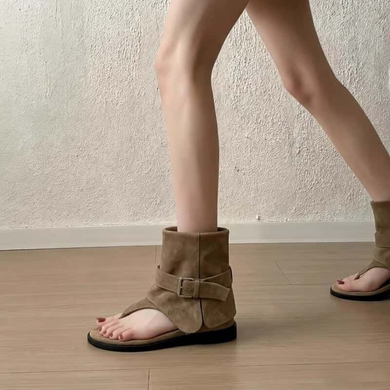 New women's sandals, fashionable Western-style ankle boots, toe-cap design, 2026 Roman sandals, versatile for pairing with outfits, summer retro style, niche design
