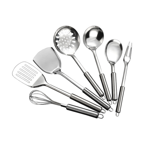 Stainless Steel Kitchenware Set: Non-Slip Cooking Spoon, Ladle, Spatula, Strainer, and Heat-Insulated Cookware—Perfect as a Gift