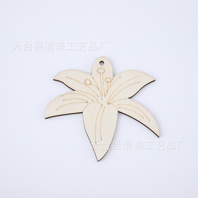 Madera de dibujos animados planta insecto pieza de madera colgante decoración niños pintado a mano material de pintura de bricolaje