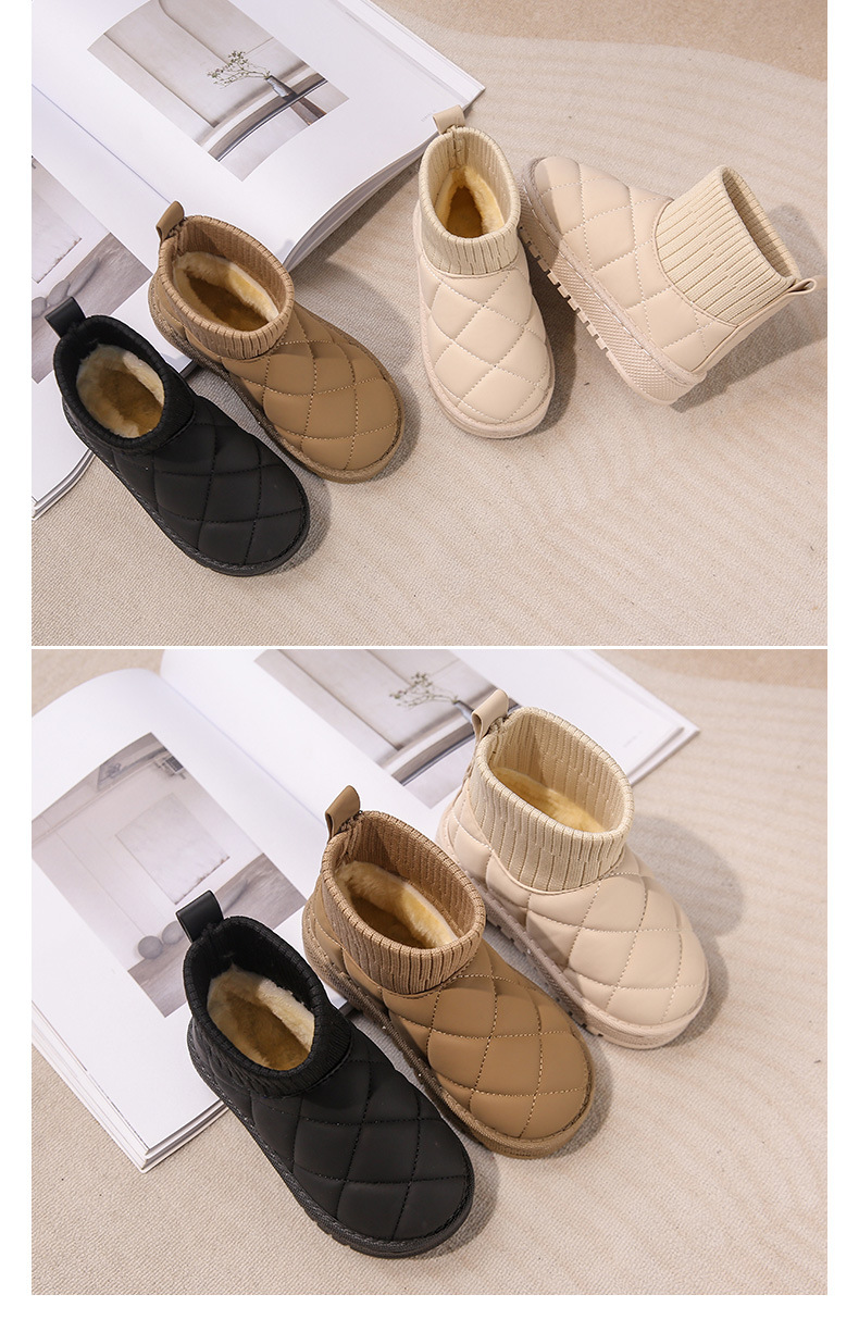 Stivali da neve per bambini Scarpe da bambino semplici in cotone autunno e inverno da bambina con piedini in velluto Stivali corti caldi da bambino_voghion.com