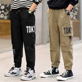 男童工装裤2024年春夏季新款中大男童春夏时尚潮流休闲运动九分裤