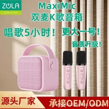 跨境双麦无线蓝牙卡拉OK麦克风话筒音箱户外炫彩迷你K歌