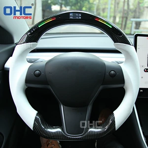 Suitable for Tesla Model 3 X Y Carbon Fiber Led Smart Screen Sports Racing Steering Wheel