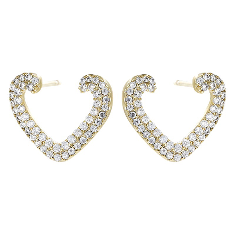 Xupin joyería micro incrustaciones de circonio chapado en oro de 14K pendientes en forma de corazón de alto grado sentido nicho hueco temperamento pendientes encantadores