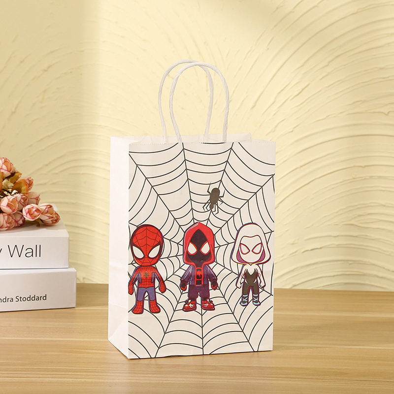 ホット販売漫画スパイダーマンアニメーションコレクション子供の誕生日クラフト紙ショッピングモールショッピングクラフト紙トートバッグ|undefined