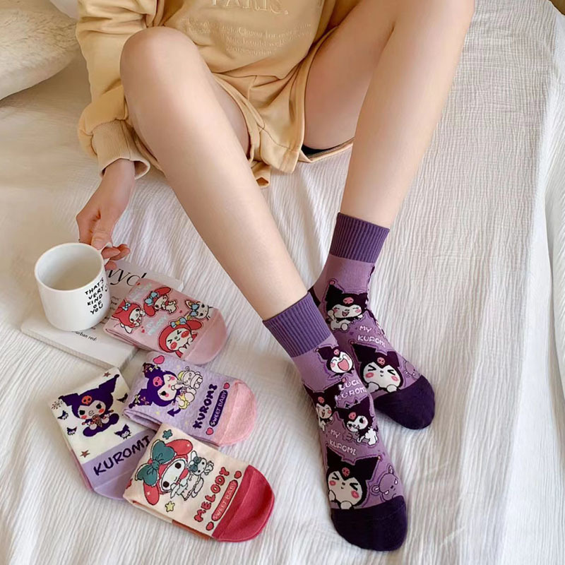女性用ソックス、秋の新作レディースソックス、かわいい漫画のミッドカーフソックス、トレンディで多用途なプリンセスソックス、ベビーコットンソックス|undefined