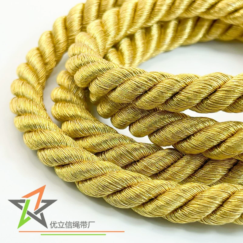 9-миллиметровая золотисто-желтая золотая проволока, четырехжильный крученый канат, золотистый цвет, 4-жильный крученый канат для украшений, шнурок, ремешок для поделок.