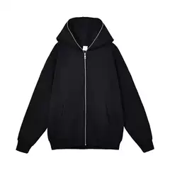 Foreign Trade Harajuku Sweatshirt Men's and Women's Zipper Hoodie Retro Long Sleeve Oversized Black Hooded Sweatshirt in stock