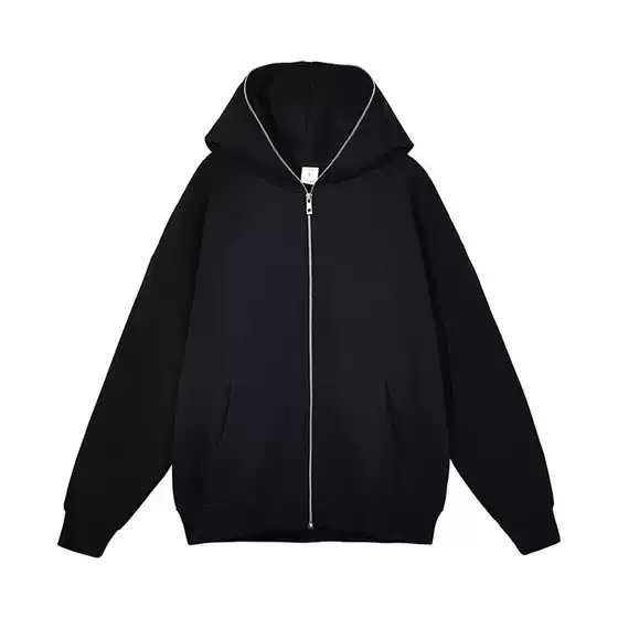 Foreign Trade Harajuku Sweatshirt Men's and Women's Zipper Hoodie Retro Long Sleeve Oversized Black Hooded Sweatshirt in stock