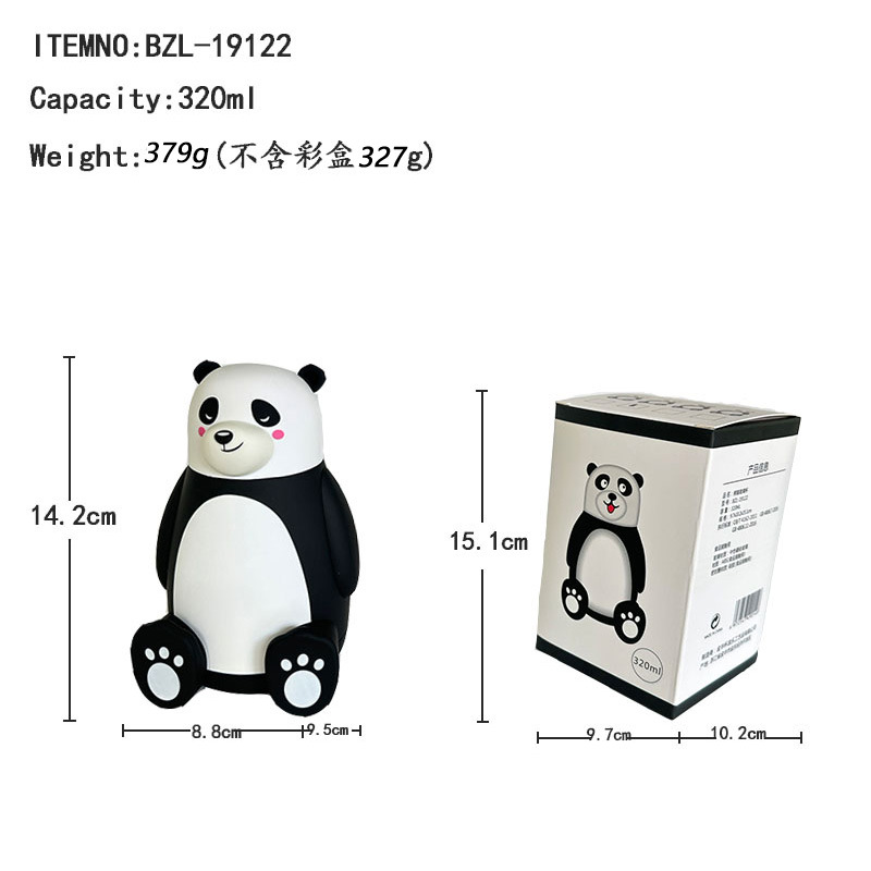 Lindo lindo creativo de dibujos animados Panda taza de agua medio borosilicato vidrio moda gran vientre taza doble aislamiento regalo taza