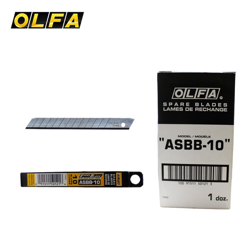 Japanese OLFA original ASBB-10 small black blade utility knife blade 9MM ultra sharp wallpaper knife blade 10-piece pack