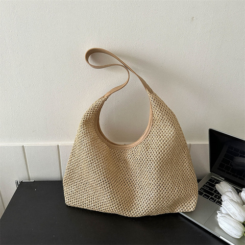 Woven Handbag for Women - Summer  New Trendy Fashion Grass Weave Bag - Casual Large Capacity Shoulder Bag - Stylish Crossbody Bag